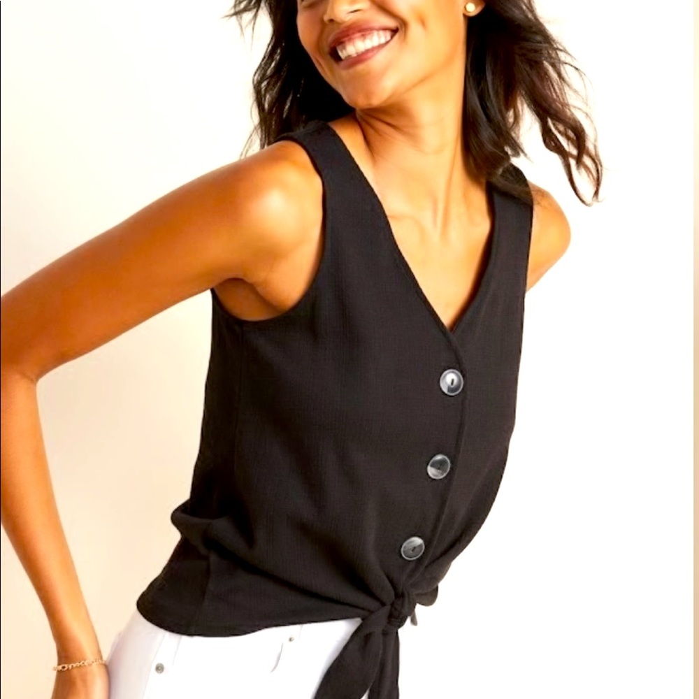 Cropped tie-hem textured tank